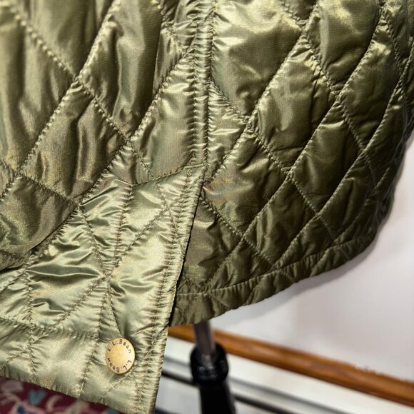 LL Bean Quilted Olive Green Riding Chore Barn Jacket Thinsulate Fleece Lined XL - Picture 15 of 16